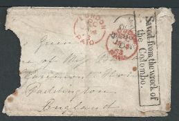 Crash & Wreck - New South Wales 1862 Small envelope addressed to London missing an adhesive, two sid