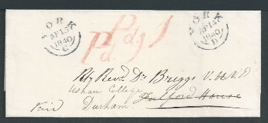 G.B. - Yorkshire 1840 (Apr) Entire posted within York prepaid 1d with red 