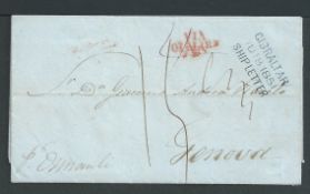 Gibraltar 1851 Revalued 3k and 10pf postal stationery envelope (Mi U27) with round topped 
