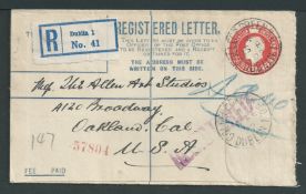 G.B. - K G V Postal Stationery / Ireland 1922 (25 Feb) 5d Vermilion registration envelope size F us