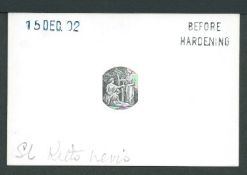 Saint Kitts 1902 Medicinal springs vignette die proof, as used for the 1903 definitive issue 1d, 3d