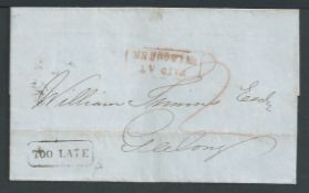 Victoria 1851 Entire from Melbourne to Geelong bearing boxed 