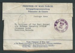 Bermuda 1941 Printed Prisoner of War Parcel label (minor faults) from the YMCA in New York City, add