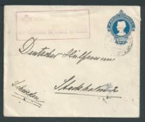 Brazil 1919 200r Postal stationery envelope from Rio de Janeiro to Sweden endorsed on the reverse fr
