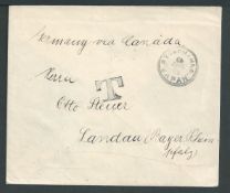 Japan 1905 Stampless Cover to Germany 