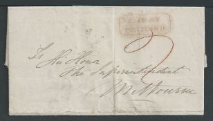 Victoria 1851 Entire Letter from Glenelg Inn to Melbourne, prepaid 