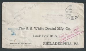 Crash & Wreck 1895 Cover from Hamburg to Philadelphia with the stamps washed off, handstamped violet