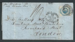 Victoria 1855 Entire letter (file folds) from Melbourne to London 