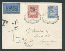 South Africa - Royal Visit 1934 1d, 3d air issues cancelled by the Prince George Royal Tour datestam