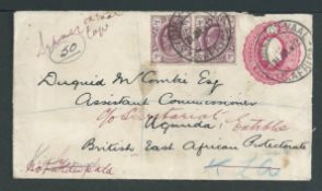 Cape of Good Hope / Transvaal 1912 (July 31) Transvaal 1d Postal stationery envelope uprated with a