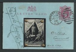 Boer War 1903 1d Lettercard from the autograph collector Reginald Bray, posted from London to Genera