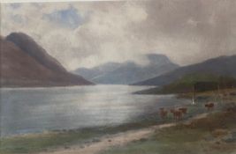 Original Signed Watercolour. Edward Arden - Cattle At The Loch