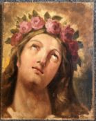 Original oil portrait of a woman - pre raphalite style Indistinct signature /inscription