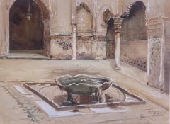 Jane Hyde Fraser R.W.S Scottish fl 1902-1945 watercolour painting, Moorish courtyard