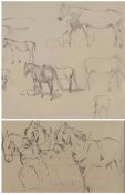 Pair of original pencil sketches by John Murray Thomson RSA RSW PSSA horse studies
