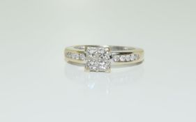 18Ct White Gold Diamond Square Ring
