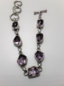 Silver & Fancy Shaped Amethyst Bracelet
