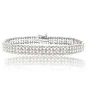 Sterling Silver 2Ct Diamond Three Row Bracelet