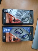 2 x jvc sport ha-eb75-a stereo headphones rrp£30