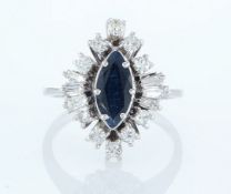14 kt. White gold - Ring - 2.14 ct Sapphire - Diamonds