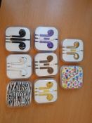 8 x mix styles high quality earphones with volume control and mic rrp£40