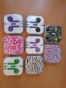 8 x mix styles high quality earphones with volume control and mic rrp£40