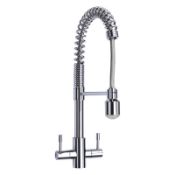 NEW (K223) Prima Plus Professional Chrome Dual Lever Spray Kitchen Mixer Tap. RRP £245.88. Chr...