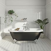 NEW 1690x740x620mm RICHMOND BLACK ROLLER TOP FREESTANDING BATH. RRP £1,049. With Chrome Ball F...