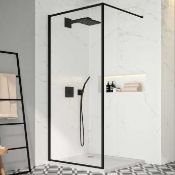 NEW (K359) 1200mm -8mm- Designer Black Framed Wetroom Panel. The framed beauty that is the Mer...