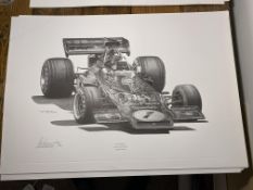 Alan Stammers Signed Emmerson Fittipaldi Limited Edition Print, J.P.S.