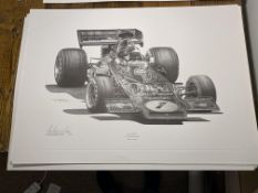 Alan Stammers Signed Emmerson Fittipaldi Limited Edition Print, J.P.S.