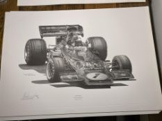 Alan Stammers Signed Emmerson Fittipaldi Limited Edition Print, J.P.S.