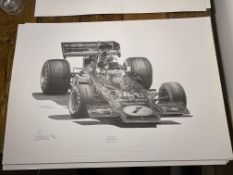 Alan Stammers Signed Emmerson Fittipaldi Limited Edition Print, J.P.S.