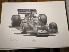 Alan Stammers Signed Emmerson Fittipaldi Limited Edition Print, J.P.S.