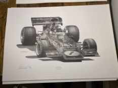Alan Stammers Signed Emmerson Fittipaldi Limited Edition Print, J.P.S.