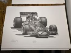 Alan Stammers Signed Emmerson Fittipaldi Limited Edition Print, J.P.S.