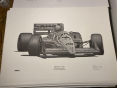 Alan Stammers Signed Ayrton Senna Limited Edition Print
