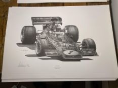 Alan Stammers Signed Emmerson Fittipaldi Limited Edition Print, J.P.S.