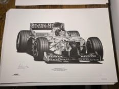Alan Stammers Signed Damon Hill Limited Edition Print, Formula 1