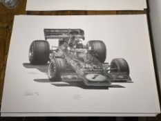 Alan Stammers Signed Emmerson Fittipaldi Limited Edition Print, J.P.S.