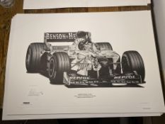 Alan Stammers Signed Damon Hill Limited Edition Print, Formula 1
