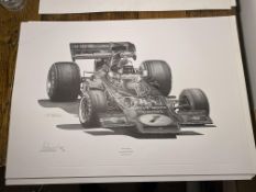 Alan Stammers Signed Emmerson Fittipaldi Limited Edition Print, J.P.S.