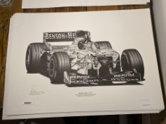 Alan Stammers Signed Damon Hill Limited Edition Print, Formula 1