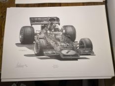 Alan Stammers Signed Emmerson Fittipaldi Limited Edition Print, J.P.S.