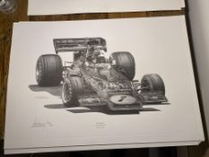 Alan Stammers Signed Emmerson Fittipaldi Limited Edition Print, J.P.S.