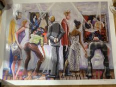 Marcus Glenn Spectators At the Tarkay Exhibit 2002 Limited Edition print.