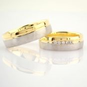 14K Yellow and White Gold Engagement Ring, For Couple