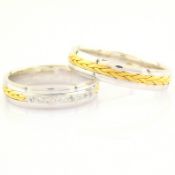 14K Yellow and White Gold Engagement Ring, For Couple
