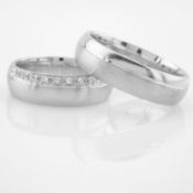 14K White Gold Engagement Ring, For Couple