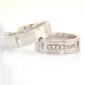 14K White Gold Engagement Ring, For Couple